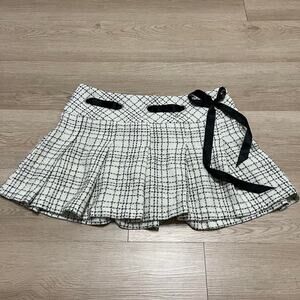 Vintage y2k Studio Y Plaid Pleated Mini Skirt Bow 11/12